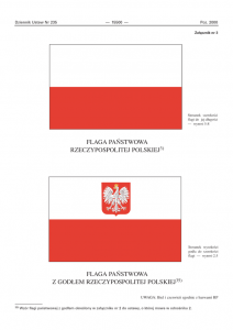 Wzór flagi państwowej Polski ogłoszony w Dzienniku Ustaw RP.